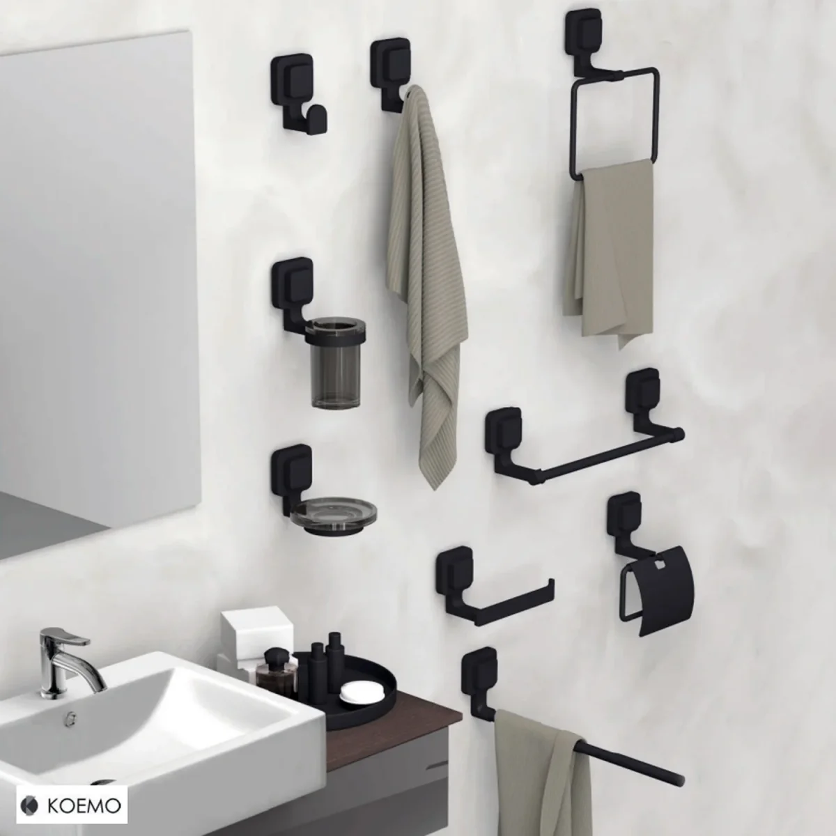 Set appendini 2 PZ Koemo serie Kara - Nero - immagine 4