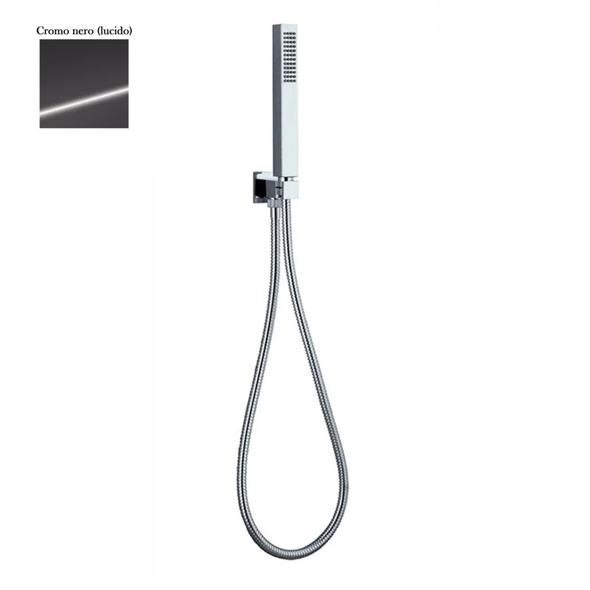 Presa acqua con supporto, doccia Glamour e flessibile 150cm nero cromato di Sphera Docce