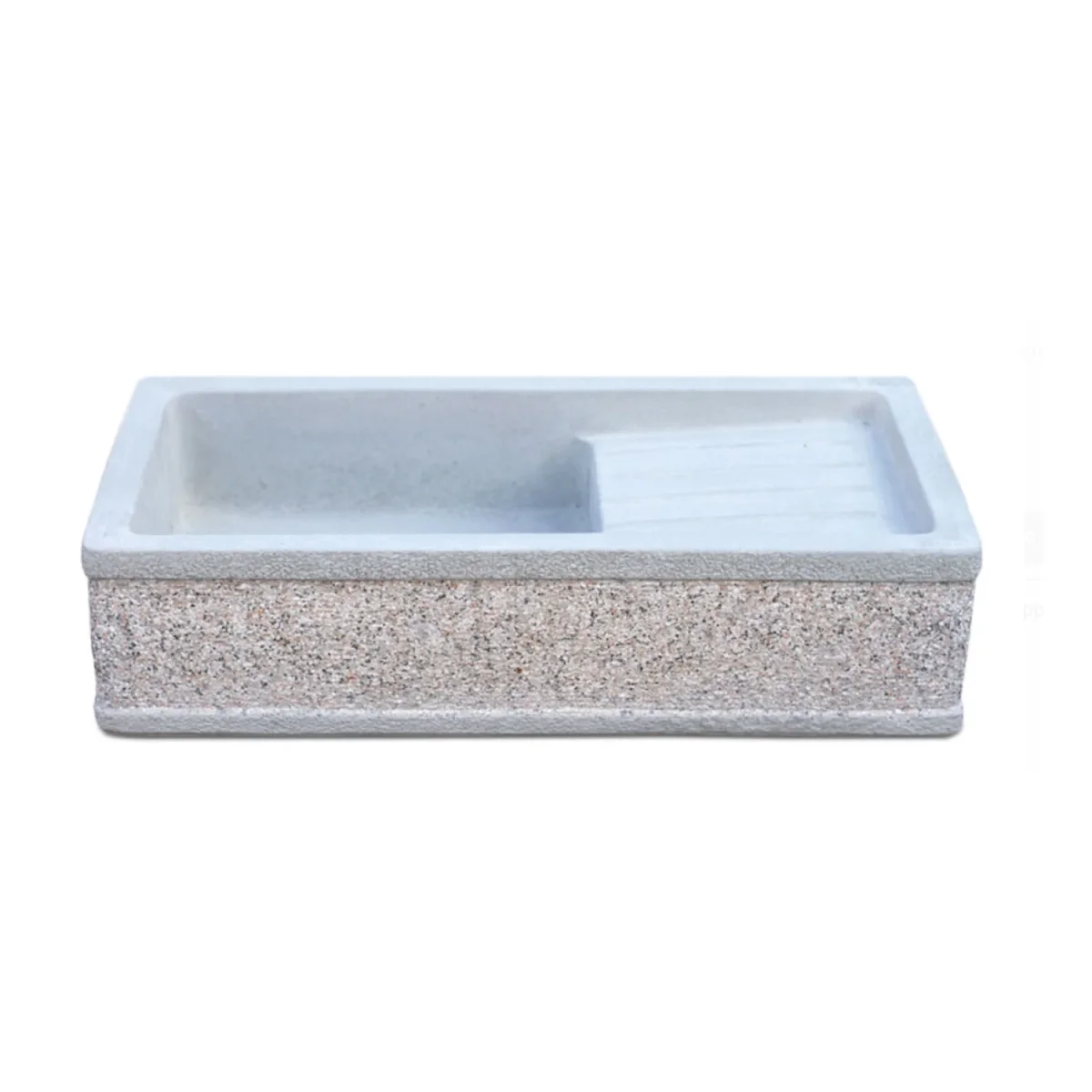 Lavello da esterno in calcestruzzo bocciardato cm 80x40x20h cm modello Vite Grigio - immagine 3