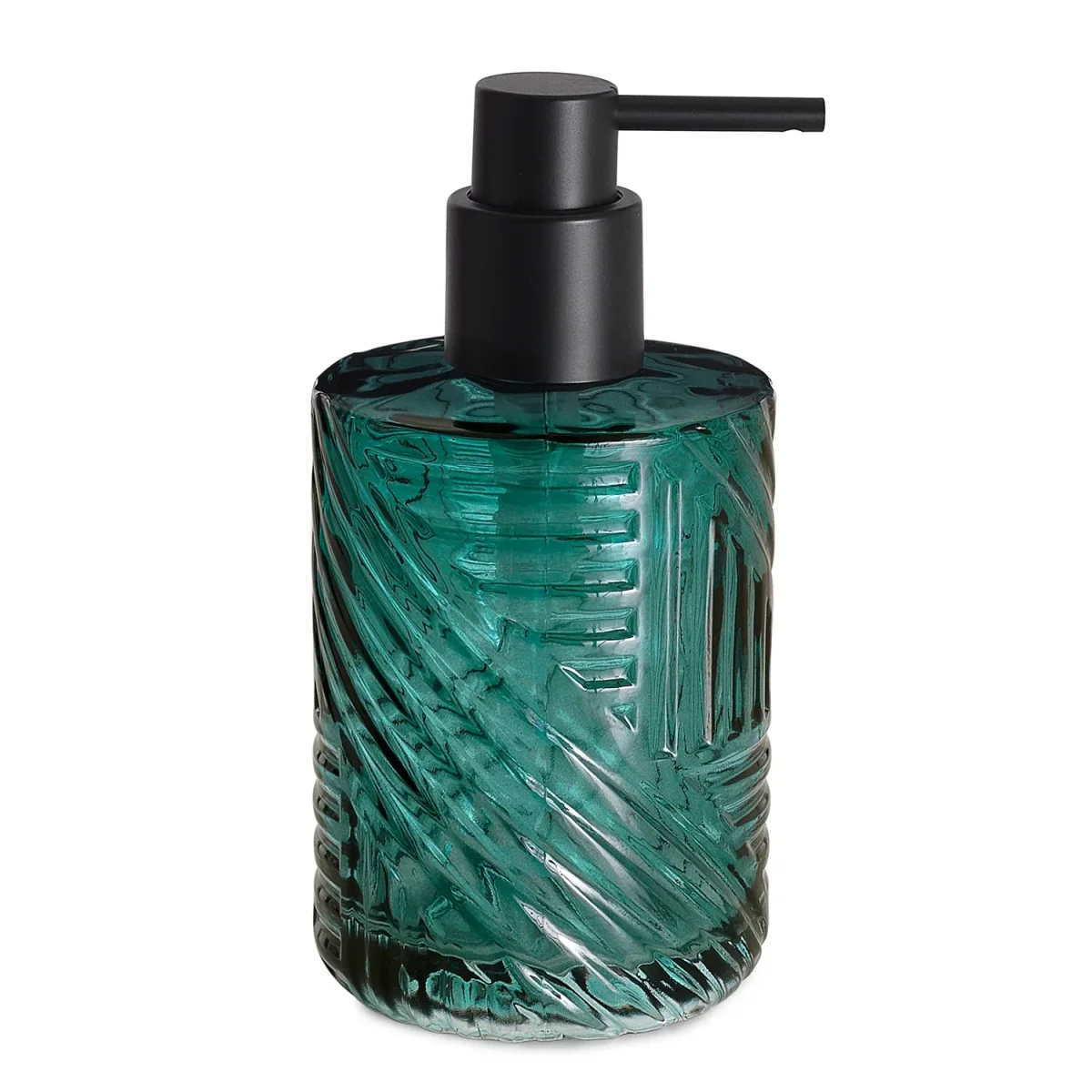 Dispenser sapone da appoggio in vetro, con erogatore in plastica nera Gedy Linea Corinne - Finitura Verde